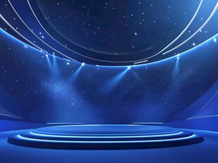 梦幻蓝色科技风舞台空间