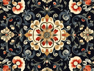 复古花卉图案精美装饰画