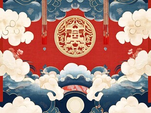 中式古典云纹喜庆背景图