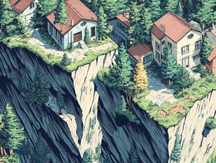 悬崖边的梦幻房屋景观