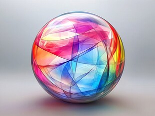 多彩几何图案透明球体