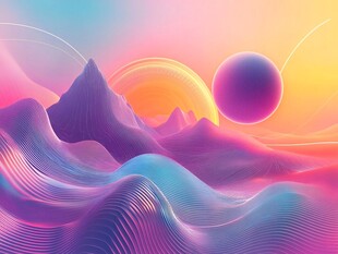 梦幻绚丽的未来星球景观