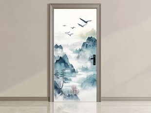 中式山水门画意境悠然