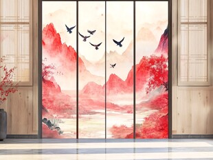 中式山水移门 飞鸟入画境