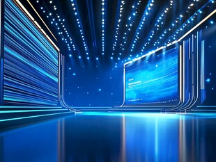 科技感蓝色虚拟演播厅场景