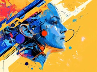 科技风人机融合艺术头像