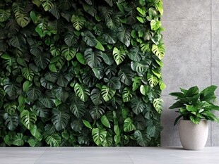 绿植墙与盆栽的清新角落