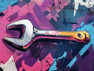 多彩涂鸦风扳手特写