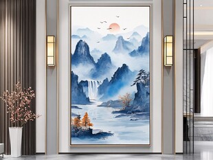 中式山水玄关装饰画