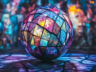 彩色玻璃球体梦幻光影效果