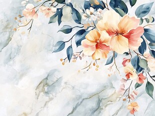 大理石背景的唯美花卉图案