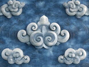 中式云纹浮雕背景图案