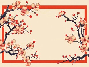 中式梅花边框背景图