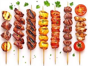 多样烤肉串 美味视觉盛宴
