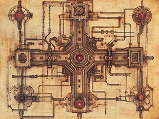 蒸汽朋克风机械装置图案
