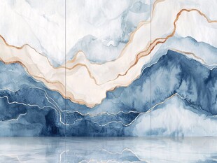 蓝白大理石纹山水风背景墙
