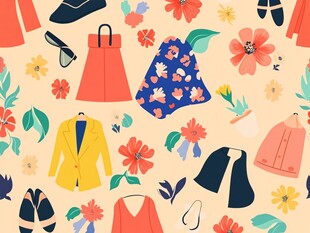 时尚服饰花卉图案插画