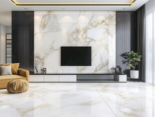 现代简约大理石客厅电视墙