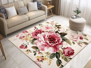 浪漫花卉地毯装点温馨客厅