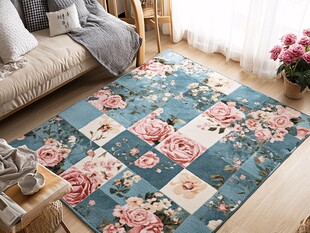 复古花卉图案客厅地毯