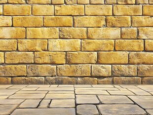 复古砖墙与石板地面场景