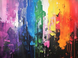 绚丽多彩抽象颜料艺术画作