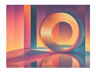 炫彩立体圆环抽象艺术图