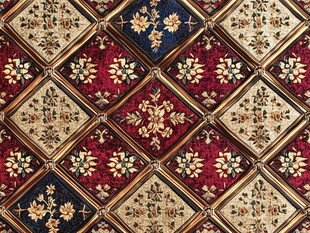 复古花卉拼贴瓷砖图案