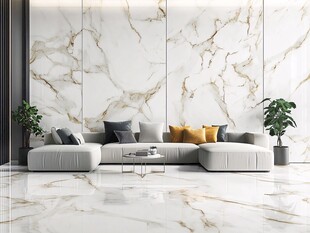 现代大理石风客厅沙发场景
