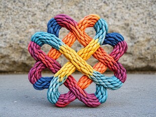 多彩绳结手工编织艺术品