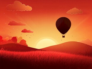 夕阳下的热气球之旅