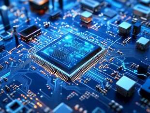 精密芯片与电路板特写