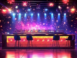 梦幻炫彩酒吧室内场景