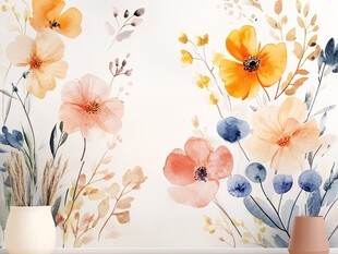 水彩花卉墙饰 清新自然风