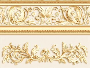 欧式奢华金色雕花装饰线条