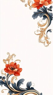 中式花卉鎏金边角装饰图案