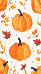 秋日南瓜枫叶无缝图案