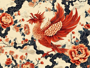 凤凰牡丹中式传统纹样