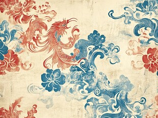 中式凤纹传统图案背景