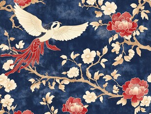 丹凤牡丹图中式古典纹样