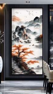 中式山水玄关装饰画意境美