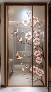 花鸟玻璃移门 中式雅致风