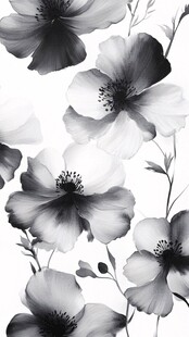 黑白花卉图案