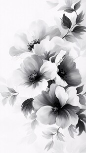 黑白花卉图案