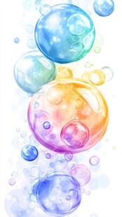 梦幻水彩泡泡艺术插画