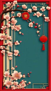 中式新春梅花装饰背景图