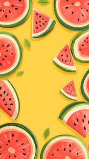夏日西瓜插画背景图