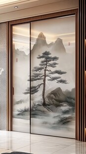 中式山水意境移门装饰画
