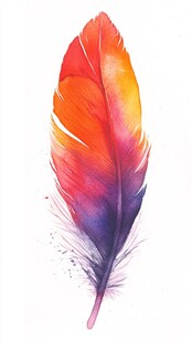 水彩绘彩色羽毛