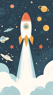 火箭升空探索浩瀚宇宙